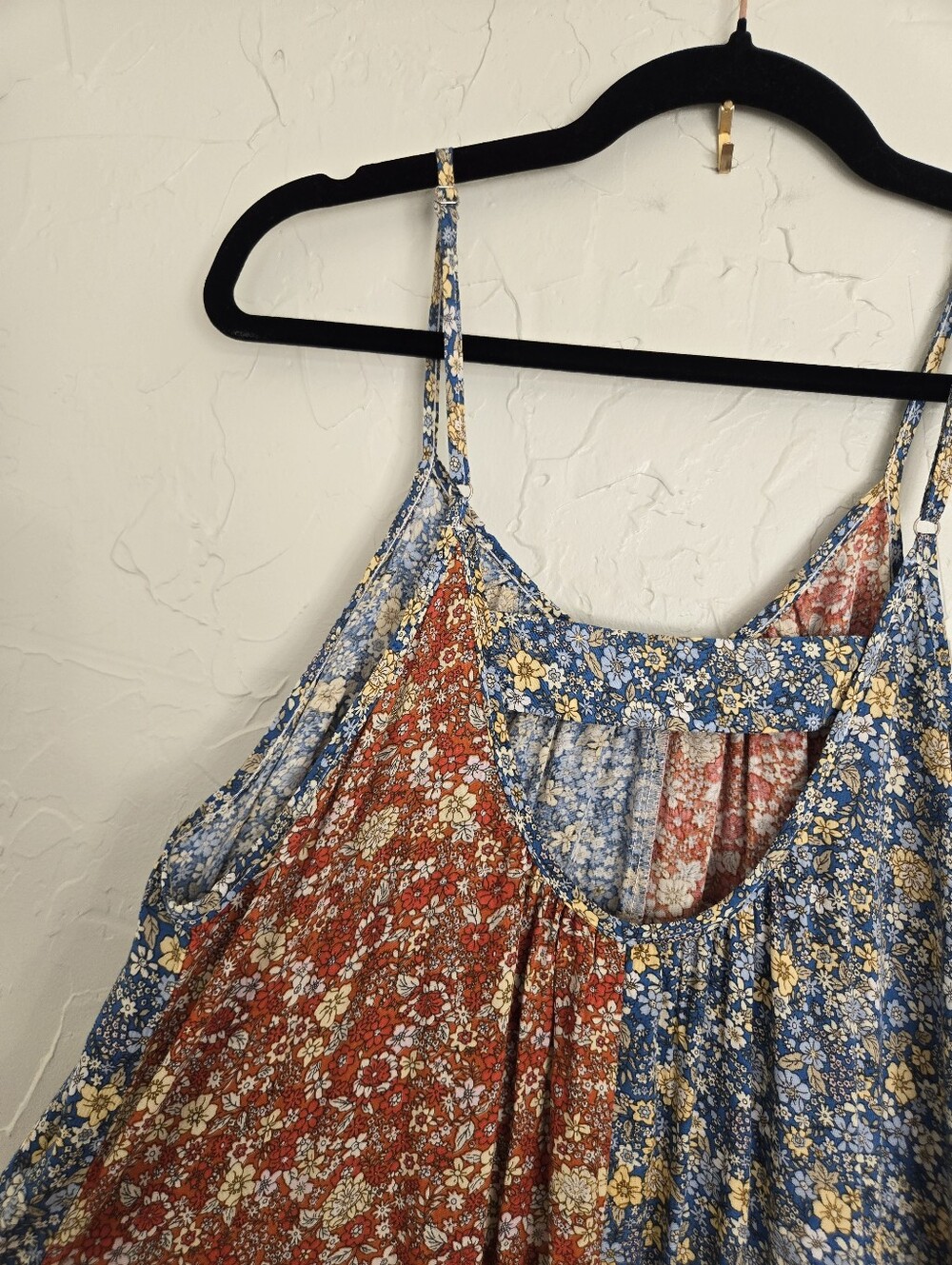 Natural Life Boho Blue Orange Floral Midi Dress, M - Picture 4 of 8